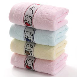廠家直銷32股素色提花卡通小狗純棉毛巾，歡迎批發(fā)選購
